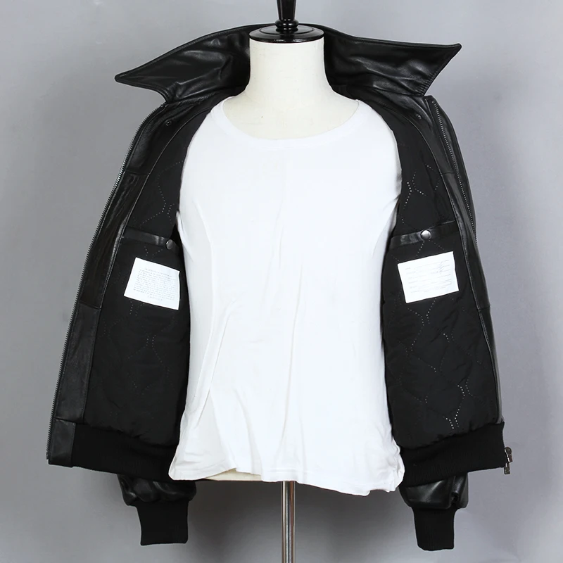 

2021 Fashion Motorcycle Loose Sheepskin Genuine Leather Men A2 Air Force Flight Bomber Jacket Winter Coat