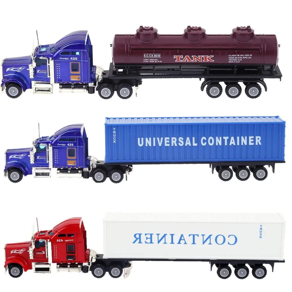 

1:65 Diecast Alloy Truck Head Model Toy Container Truck Pull Back With Light Engineering Transport Vehicle Boy Toys For Children