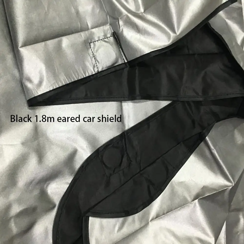 

Black 1.8m Oxford 600D Polyester Taffeta With Ears Universal Windshield Sun Protection Snow Car Protective Cover