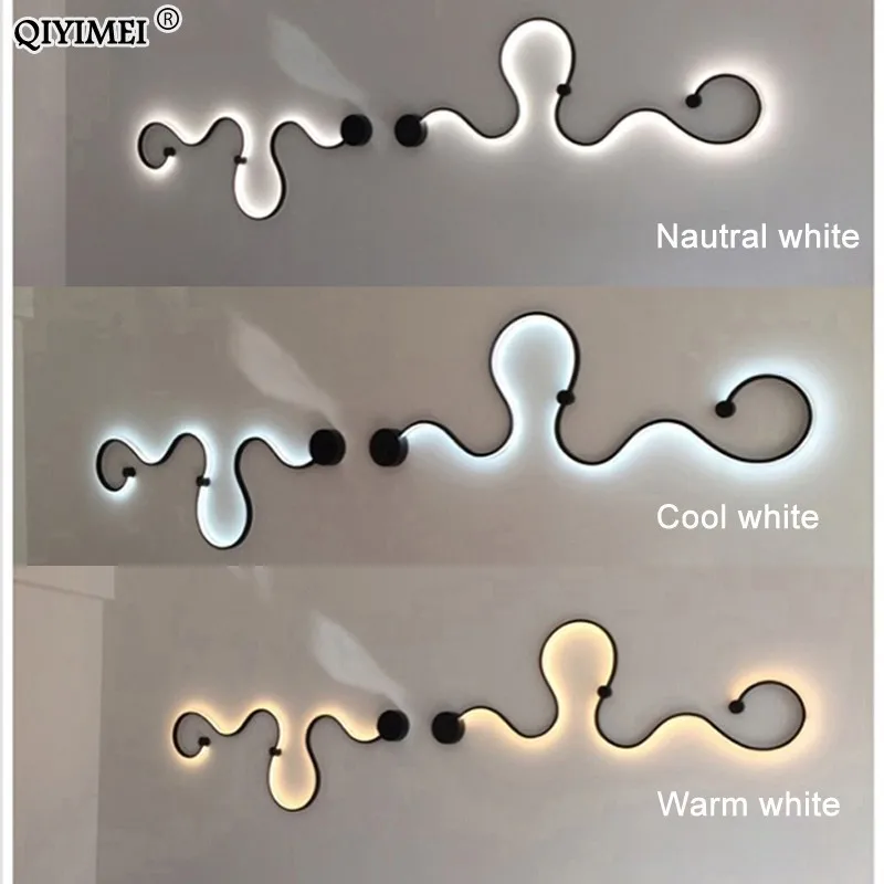 Простые креативные настенные лампы белого или черного цвета для спальни