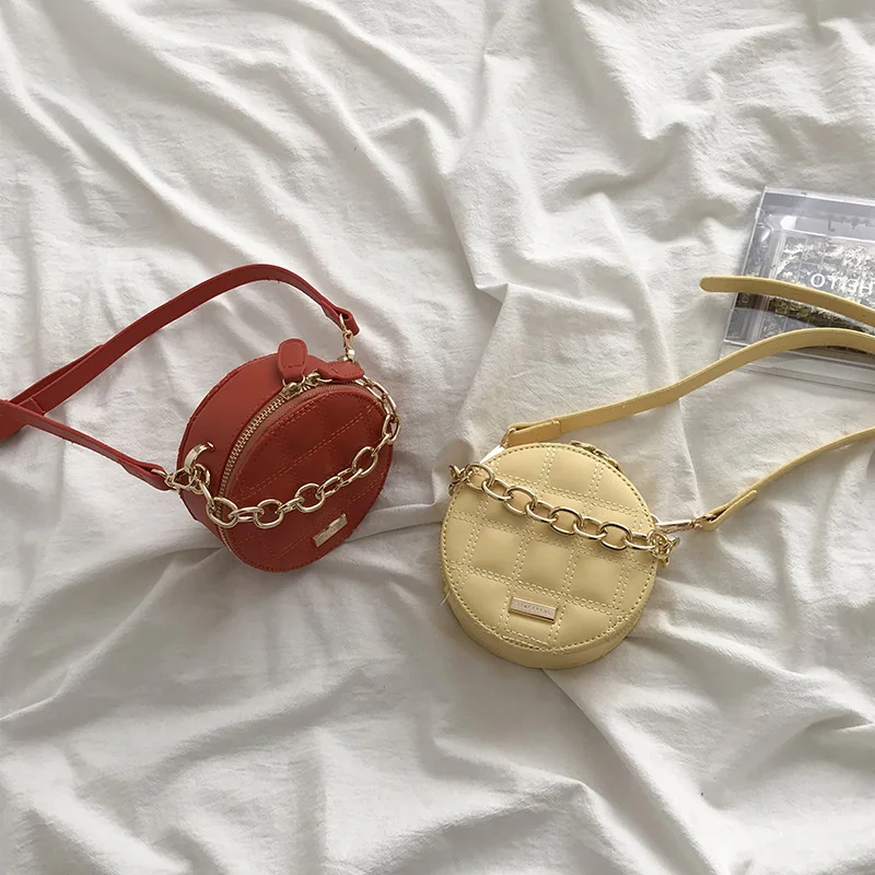 

Mini small round bag women's new net red tide flowing Ling lattice mouth red bag ins Mini One Shoulder Messenger Bag