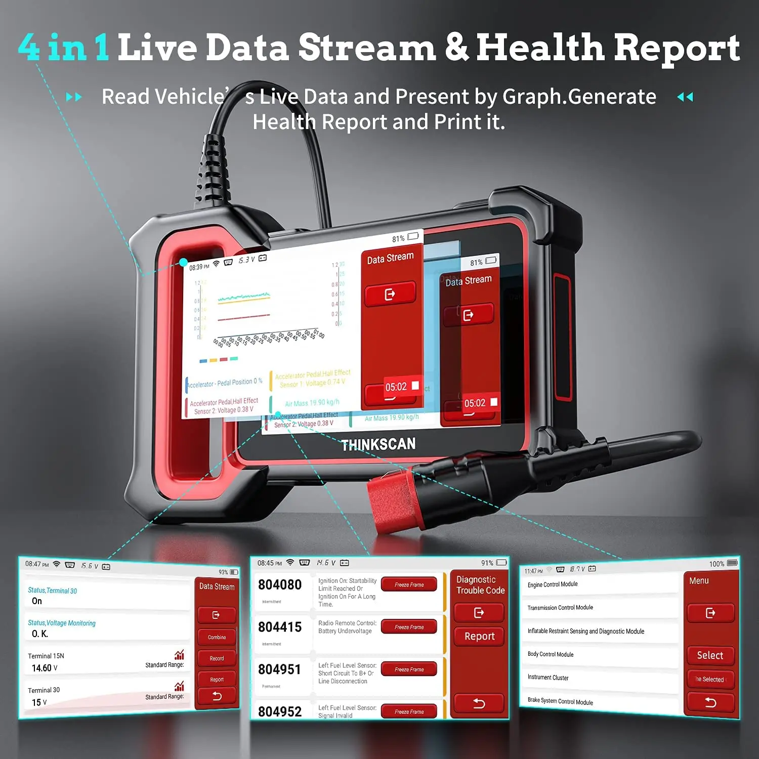 

THINKCAR Thinkscan Plus S4 OBD2 Auto Diagnostic Car Scanner ABS SRS Engine Transmission Diagnoses DPF EPB Oil Reset OBD2 Scanner