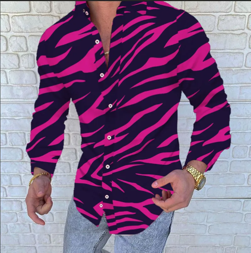 

The New Fall 2021 Men's Printed Long-Sleeved Lapel Shirt is Chic And Casual M-3XL