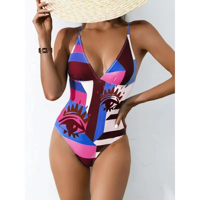 

Printed Women Swimsuit One Piece Bandage Swimwear 2022 New Fashion Women Bathing Suits Bikinis Mujer Maillot Femme Badpak Dame