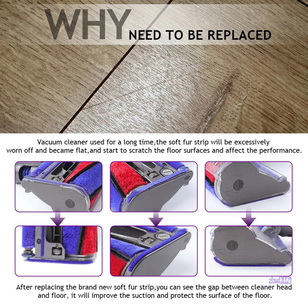 

5pcs/set Soft Fur Strips Dyson V6/V7 Vacuum Cleaner Direct Drive Cleaner Head Sweeper Cleaning Plush Strip Replace Supplies