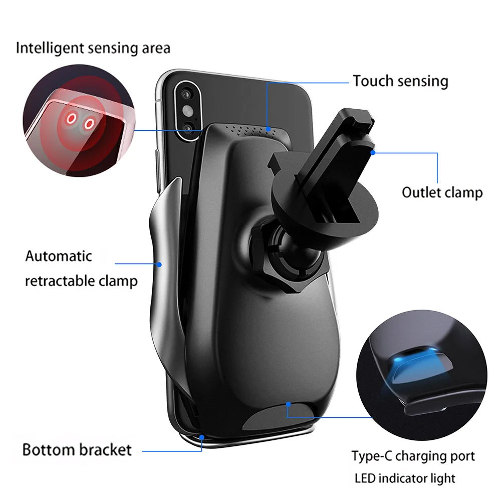 

15W Qi Wireless Car Charger Fast Charging Infrared Automatic Air Vent Mount Holder for iPhone 12 11 XS XR X 8 Samsung S20 S10 S9
