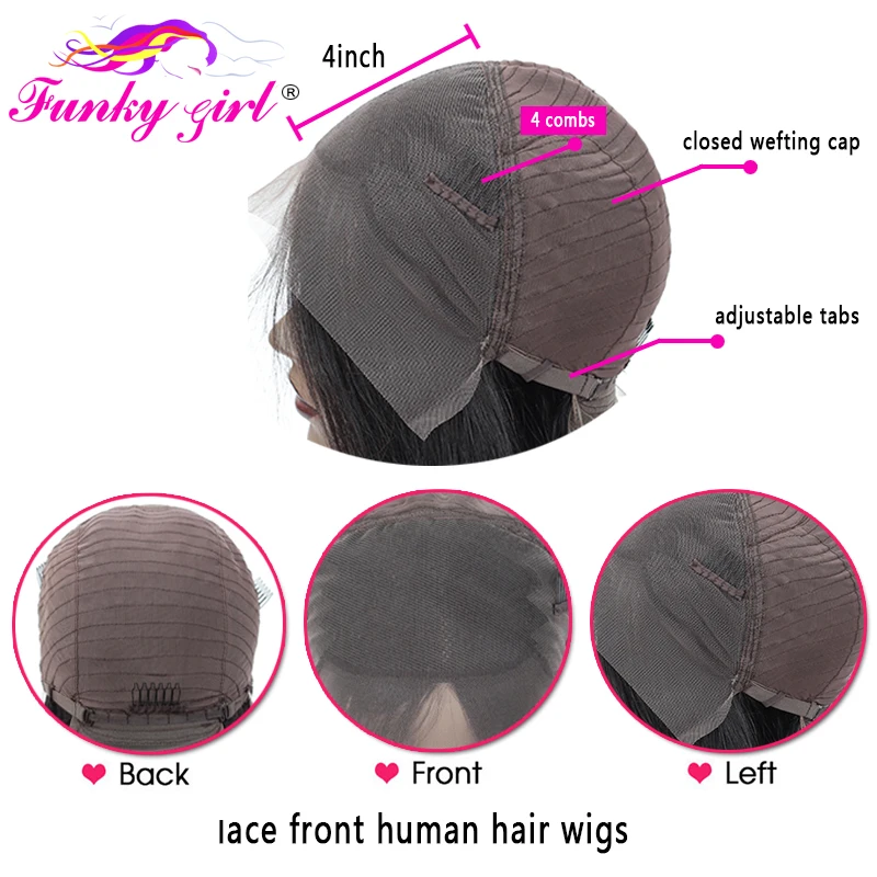 Funky Girl 13*4 парик с кружевным фронтом бразильские кудрявые парики из человеческих
