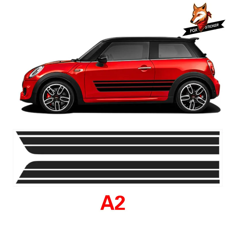 Автомобильная наклейка и 2 шт. боковая юбка порог гоночная полоса для MINI Cooper r56 r57