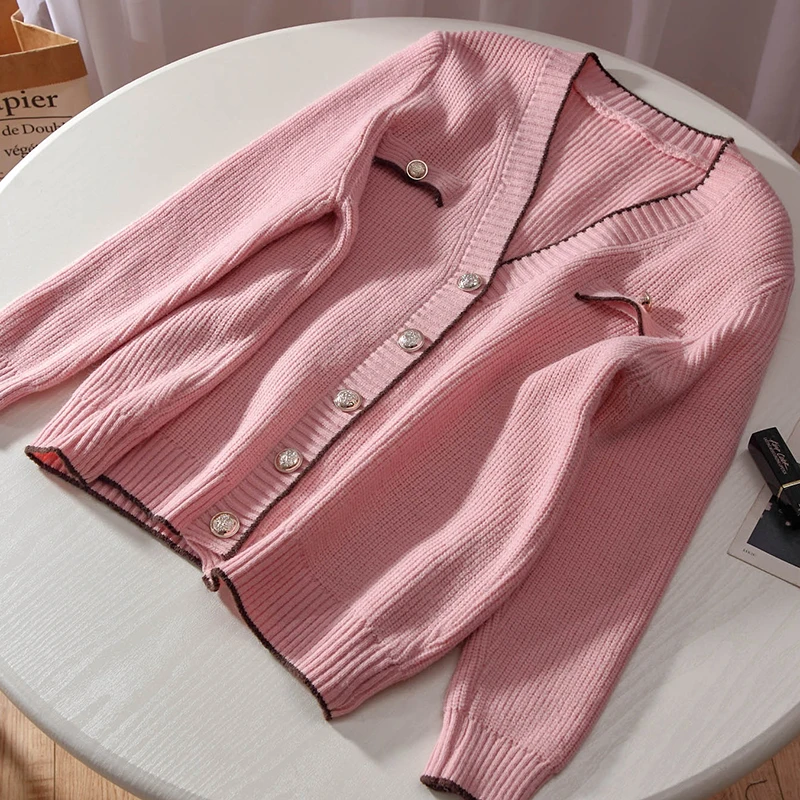

2021 New Autumn Women Sweet Cardigans Korean V Neck Long Sleeve Cardigan Sweater Japanese Style Cute Cardigan
