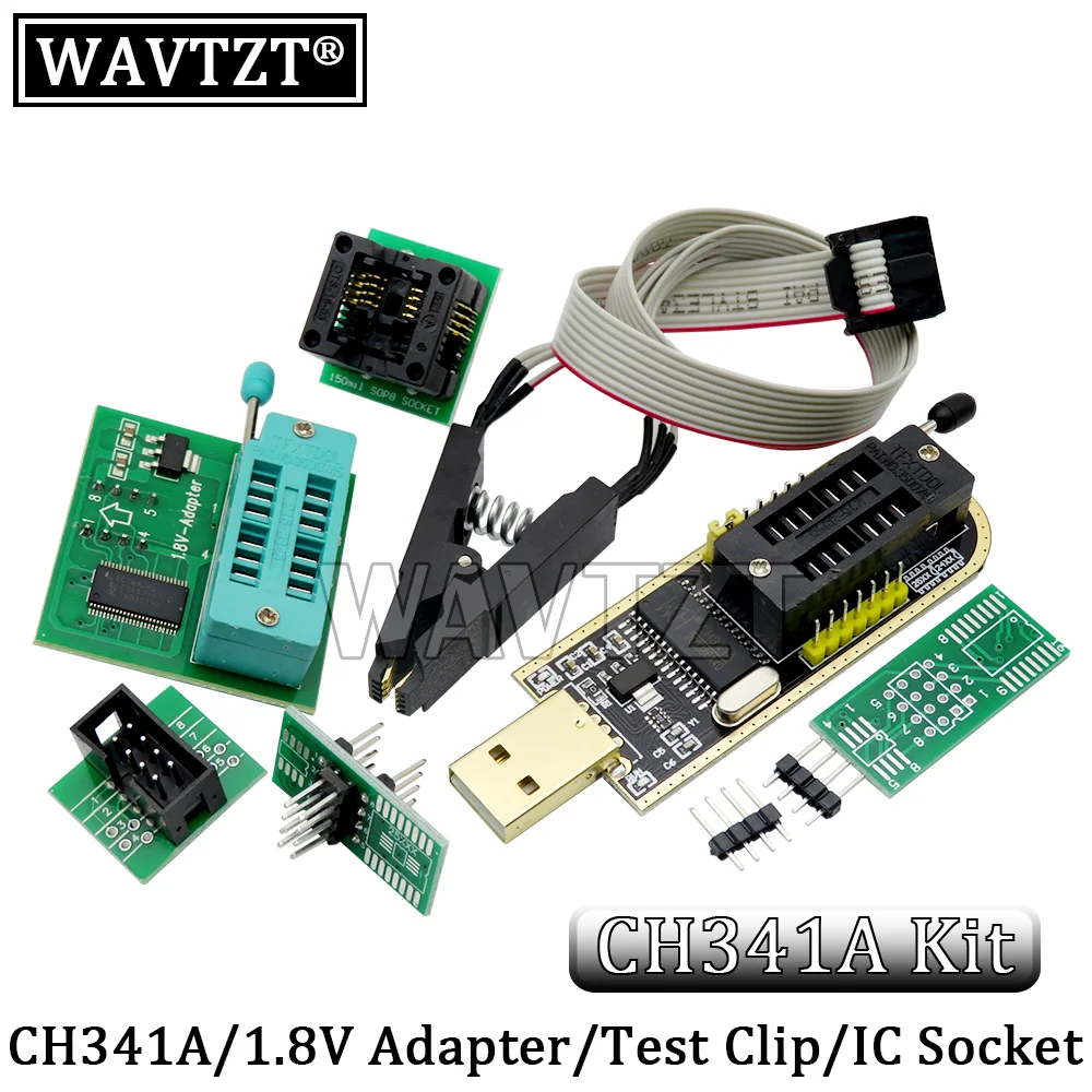 USB-программатор CH341A 24 25 серия EEPROM Flash BIOS + зажим SOIC8 SOP8 адаптер 1 8 в Комплект сделай