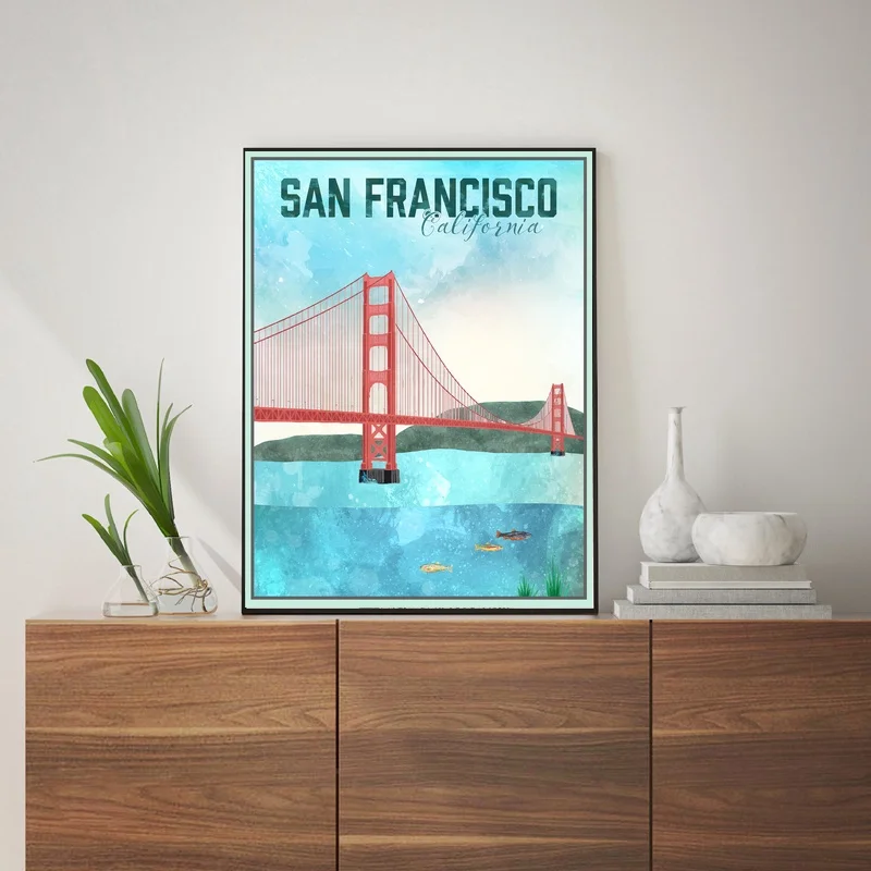 

San Francisco, California Travel Landscape Painting Canvas Poster