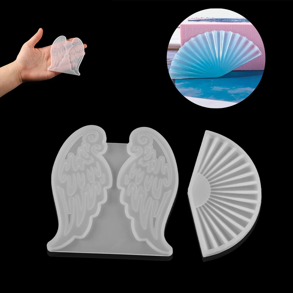 Folding Wing Shape Silicone Mold Fan Keychain Epoxy Resin Decoration Handmade For DIY Key Chain Casting Making Tools Accessories