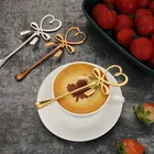 Новый 3D с бантом в форме сердца мини-кофейная чайная ложка висит ложка цвета: золотистый, серебристый ложка Нержавеющаясталь столовые приборы