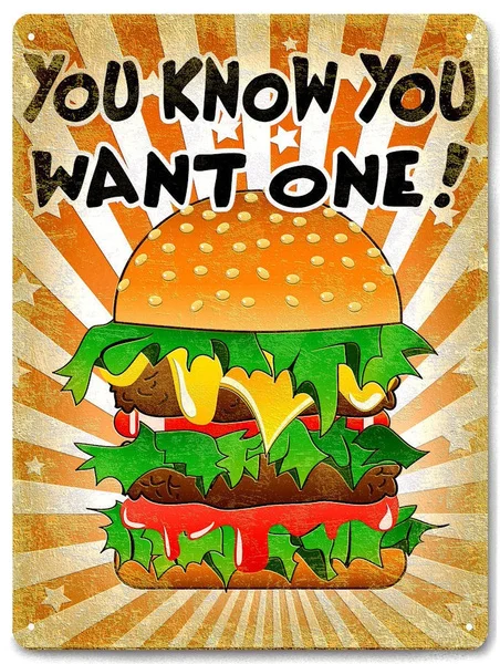 

Restaurant Hamburger METAL SIGN Diner Deli Vintage Style Gift Wall Art