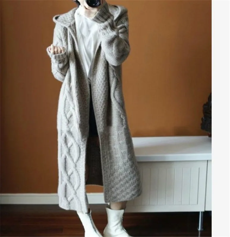 Новый свитер пальто женский длинный секционный модный Свободный кардиган с