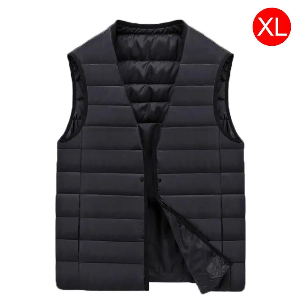 Smart Charging Heating Vest Men's Cotton Coat V-neck Graphene Carbon Fiber Heating Vest Jacket Winter Water Washable Heating Ves - Color: XL