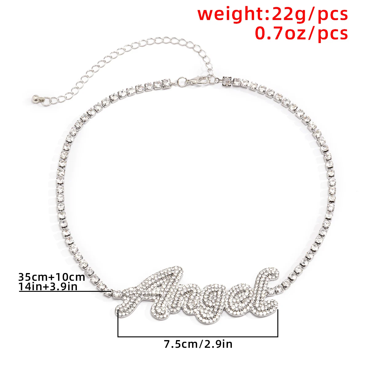 

Luxury Crystal Angel Baby Alphabet Pendants Gold Silver Color Tennis Chain Choker Necklace Female Collares Statement Jewelry