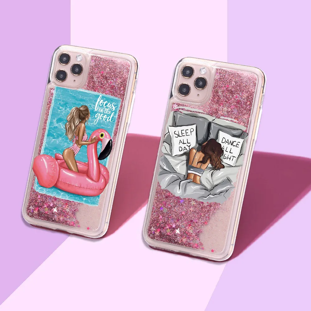 

Classy Girl Mon Baby Sparkle Liquid Real Glitter Phone Case Fundas Cover for iPhone 11 X XS XR Max Pro 7 8 7Plus 8Plus 6