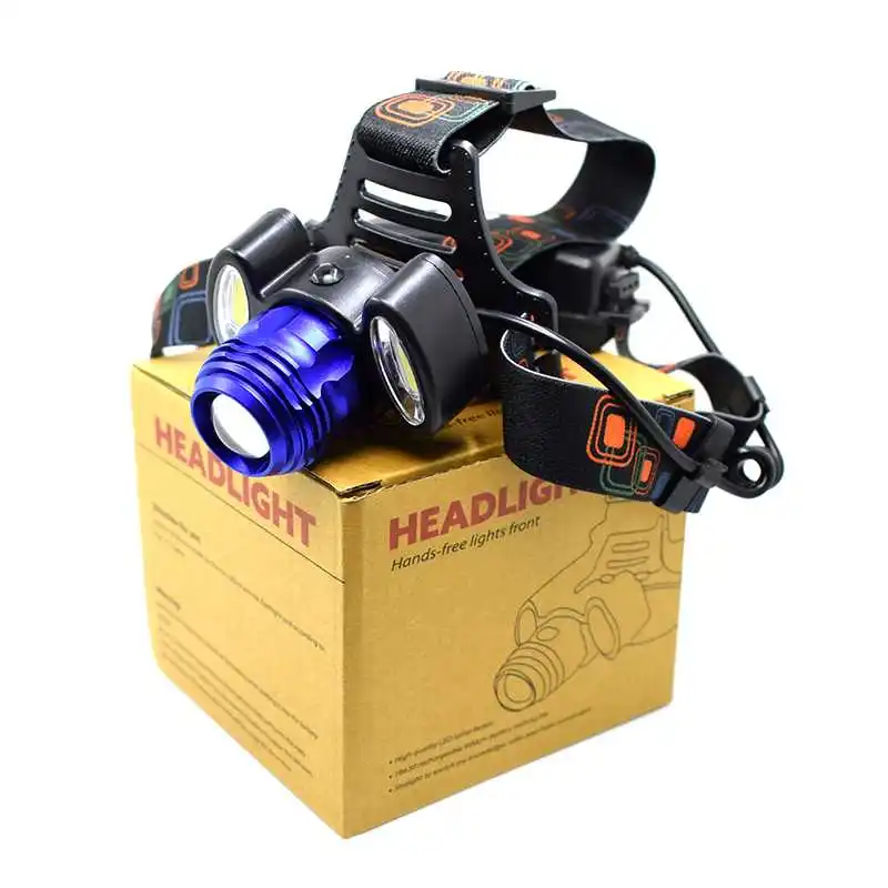 

XML-T6 Forehead Flashlight 2000LM Zoom Led Head Lamp Waterproof COB Head Torch Light Rechargeable 4 Modes Headlight for Running