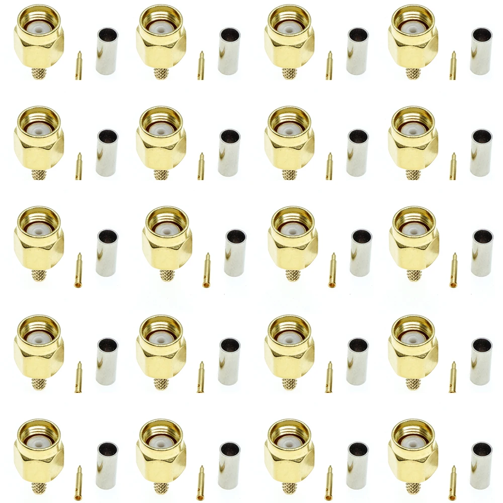 20Pcs SMA Male Crimp for RG174 RG179 RG316 RG188 LMR100 Coax Cable RF Connector