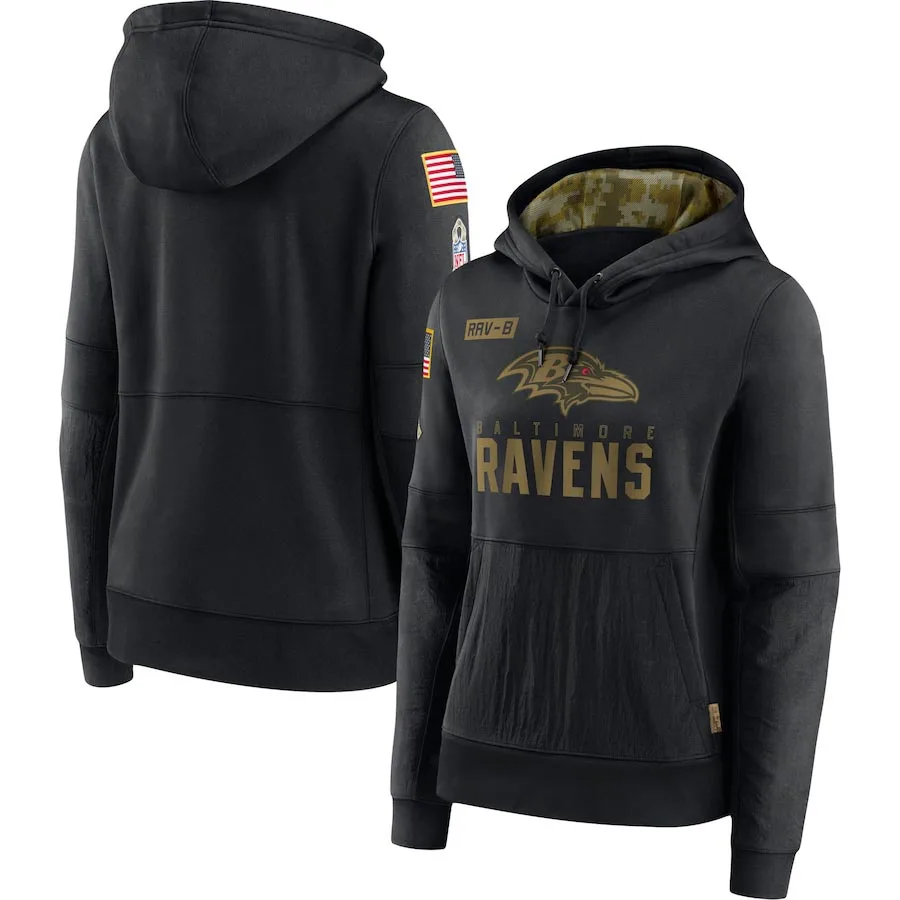 

Baltimore Women's 2020 Salute to Service Ravens Black Performance Pullover Hoodie