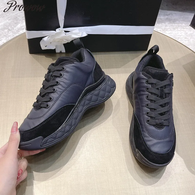 

Prowow Women Thick Bottom Wedge Heels Sneakers Luxury Brand Designer Women Sport Shoes Mixed Color Flat Casual Women Shoes