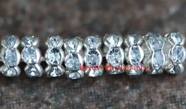 100 шт 6 мм цвет серебро бусинки Rondelle, Стразы ab crystal Бусины для самостоятельного изготовления ювелирных изделий бусины-разделители подвеска браслет Цепочки и Ожерелья Выводы - Цвет: Light Grey Blue