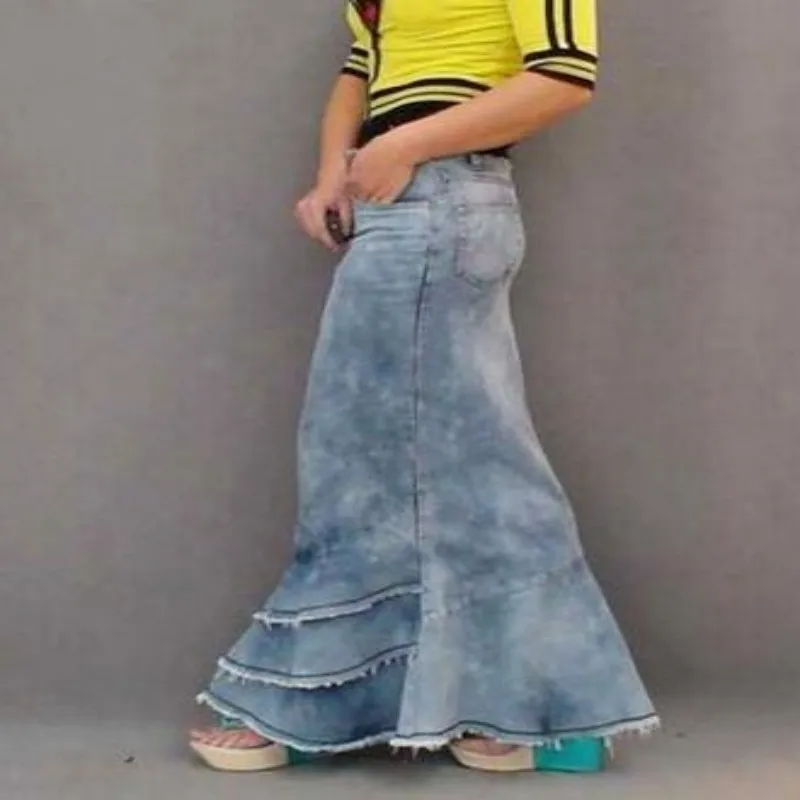 Оптовая продажа Новая модная женская синяя джинсовая многослойная