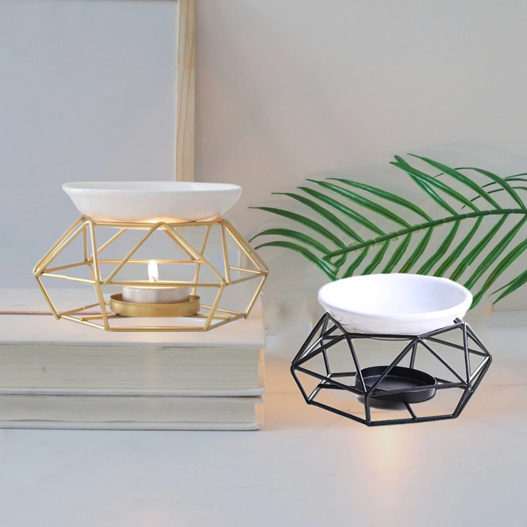 

Essential Oil Lamp Aroma Burner Candle Holder Stainless Steel Base With Plate Tray Wax Melt Warmer Aroma Diffuser Home Decor