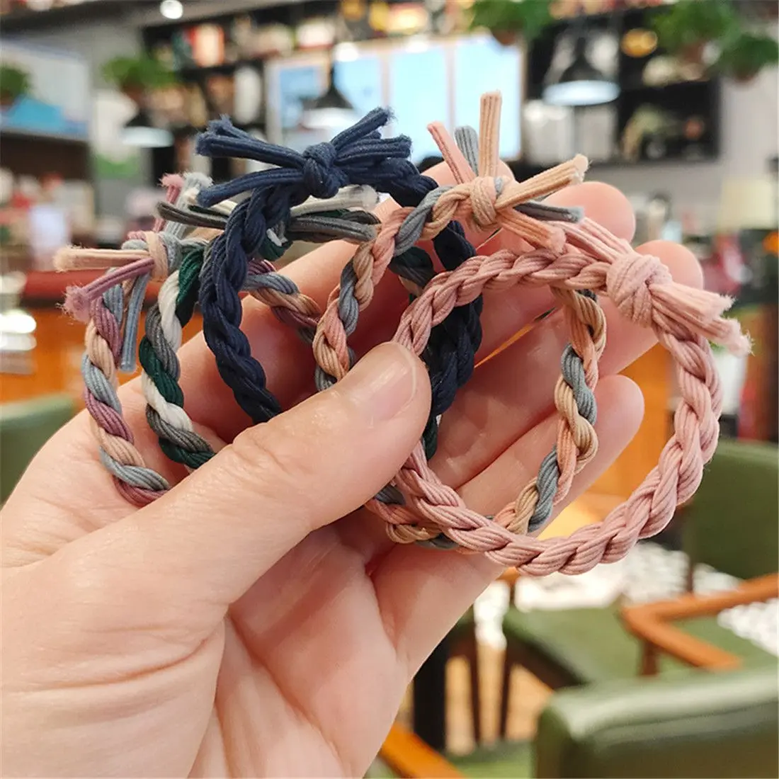 

1Pc Concise Color Ponytail Hair Rope High Elastic Tie Hair Thick Rubber Band Hand-woven Head Rope Women Girl Hair Accessories