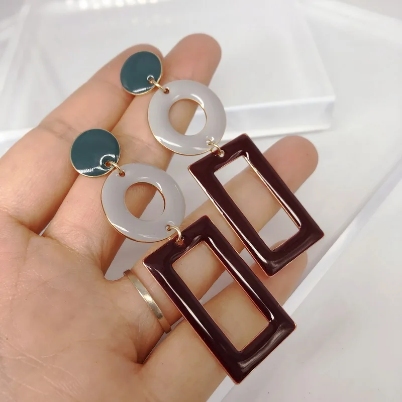 F.J4Z НОВЫЕ геометрические серьги для женщин модные деревянные акриловые