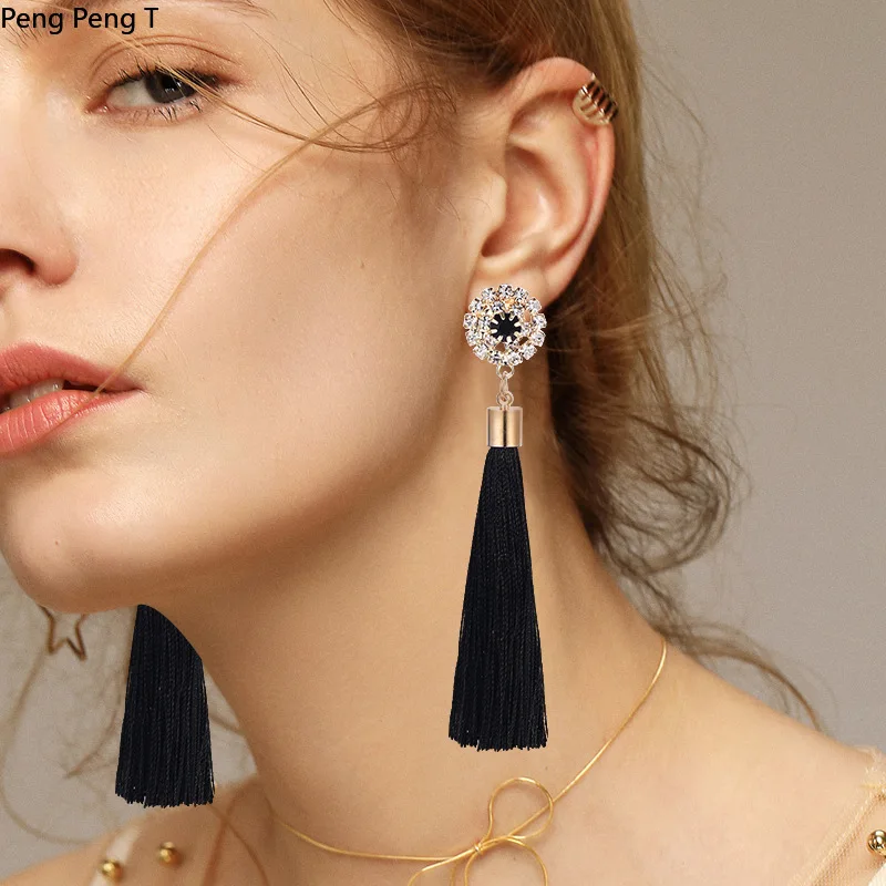 

2021 National style, retro fashion and versatile Earrings Bohemian Tassel Earrings long earrings