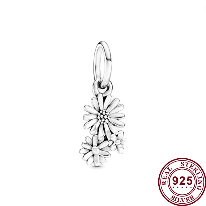 

100% 925 Sterling Silver Charm New Daisy Bouquet Pendant Fit Pandora Women Bracelet & Necklace Diy Jewelry