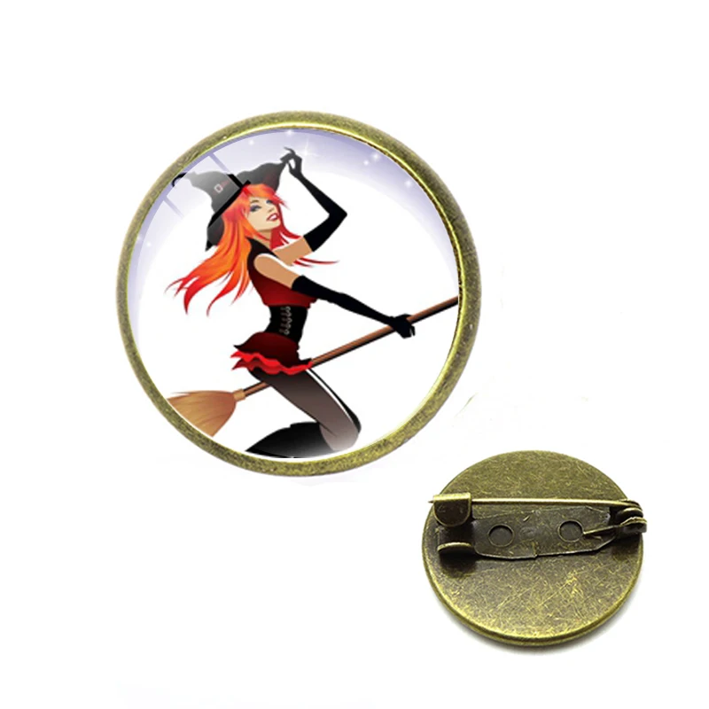 Броши с кристаллами на Хэллоуин черная плитка стеклянный купол кулон Тыква узор