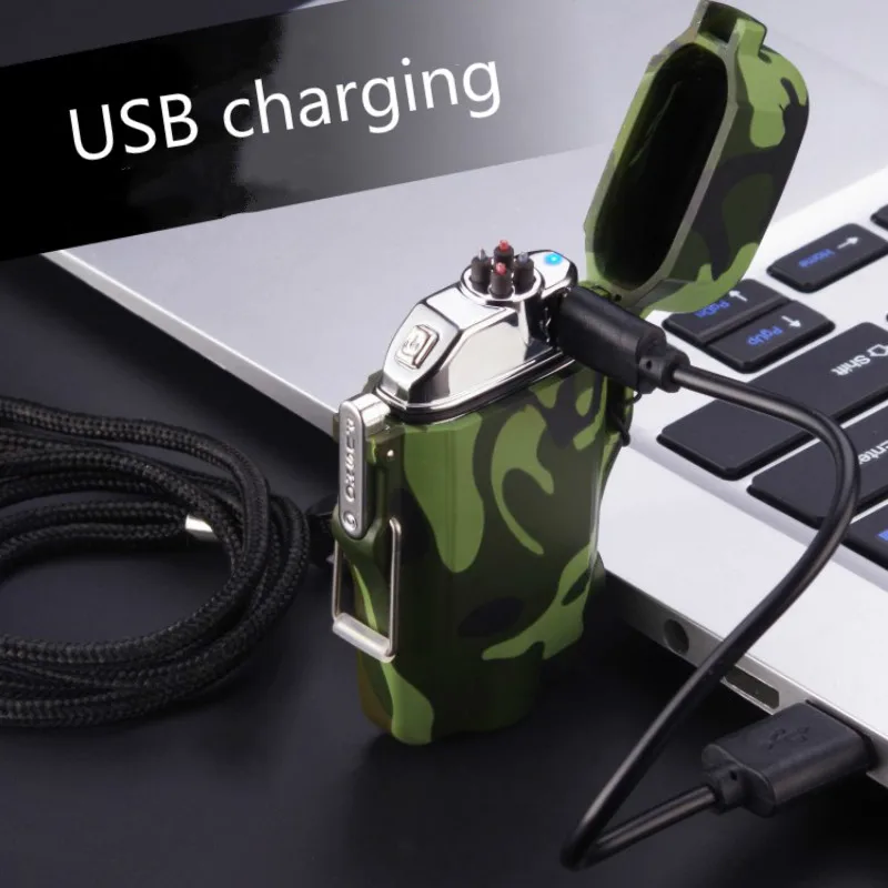 Электрическая плазменная зажигалка ветрозащитная USB зарядка камуфляжная
