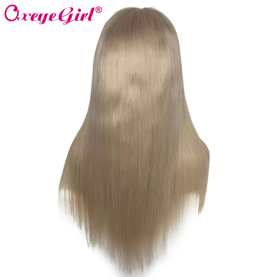 Oxeyegirl 13x4 светлые Синтетические волосы на кружеве парики из натуральных волос бразильский розовый/красный/синий/фиолетовый/белый/голубой/темно-синий/613 Синтетические волосы на кружеве парик человеческих волос