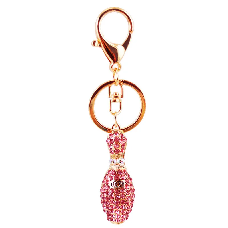 

New Design Bowling Rhinestone Keychain Car Key Chain Key Ring Sports Hot Sale Pendant For Man And Women Gift Keyring