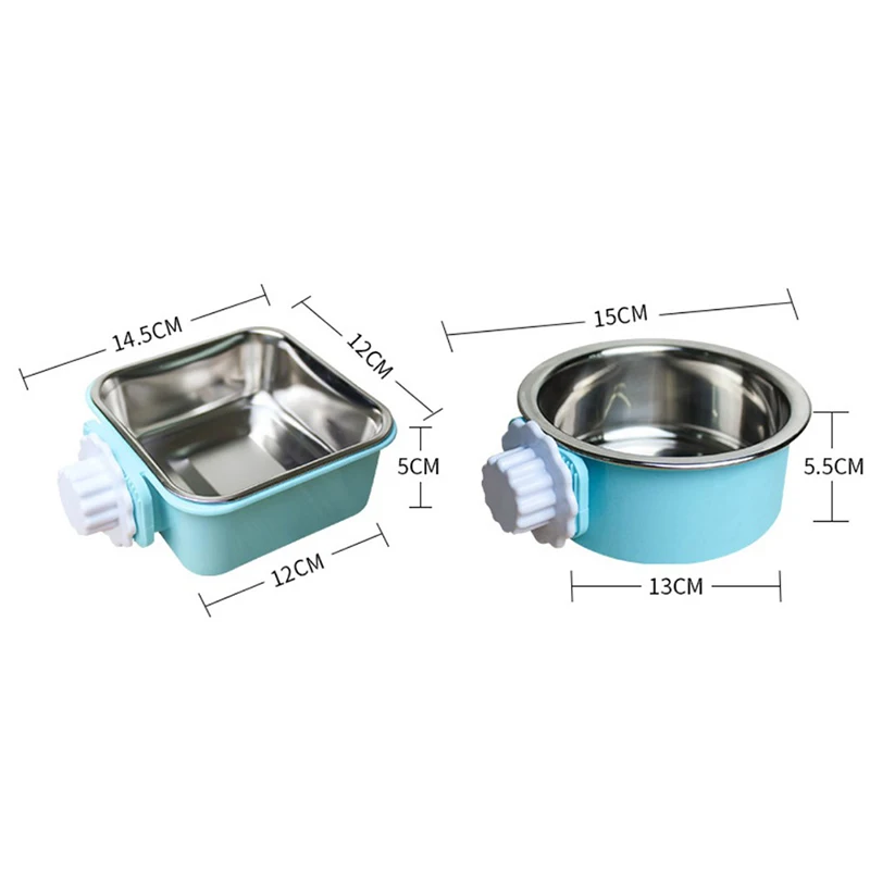 

Pet Bowl Stainless Steel Durable Water Food Feeder Feeding Dog Puppy Cat Hanging Cage Square Bowls Pet Supplies