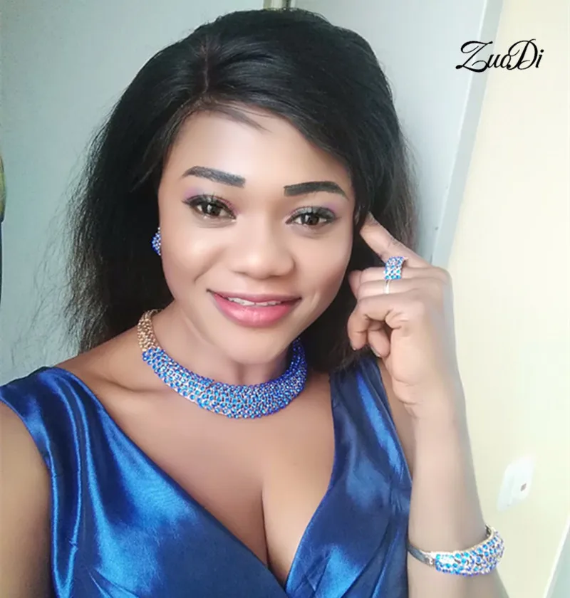 

ZuoDi 2019 statement bridal jewelry set Wholesale Nigerian Wedding woman accessories jewelry set Dubai Gold Colorful Jewelry Set