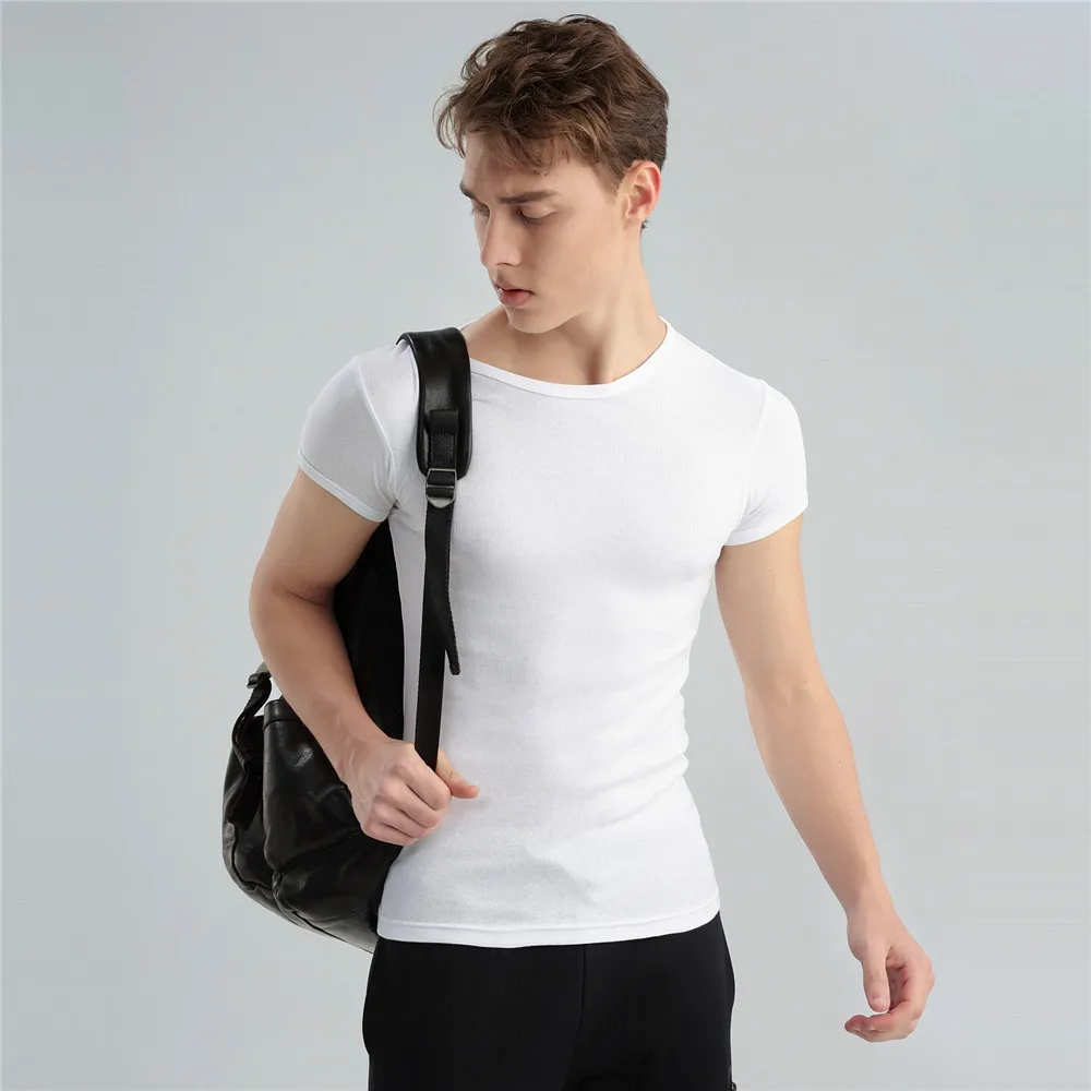 Повседневная облегающая футболка однотонная Удобная хлопковая белая забавная