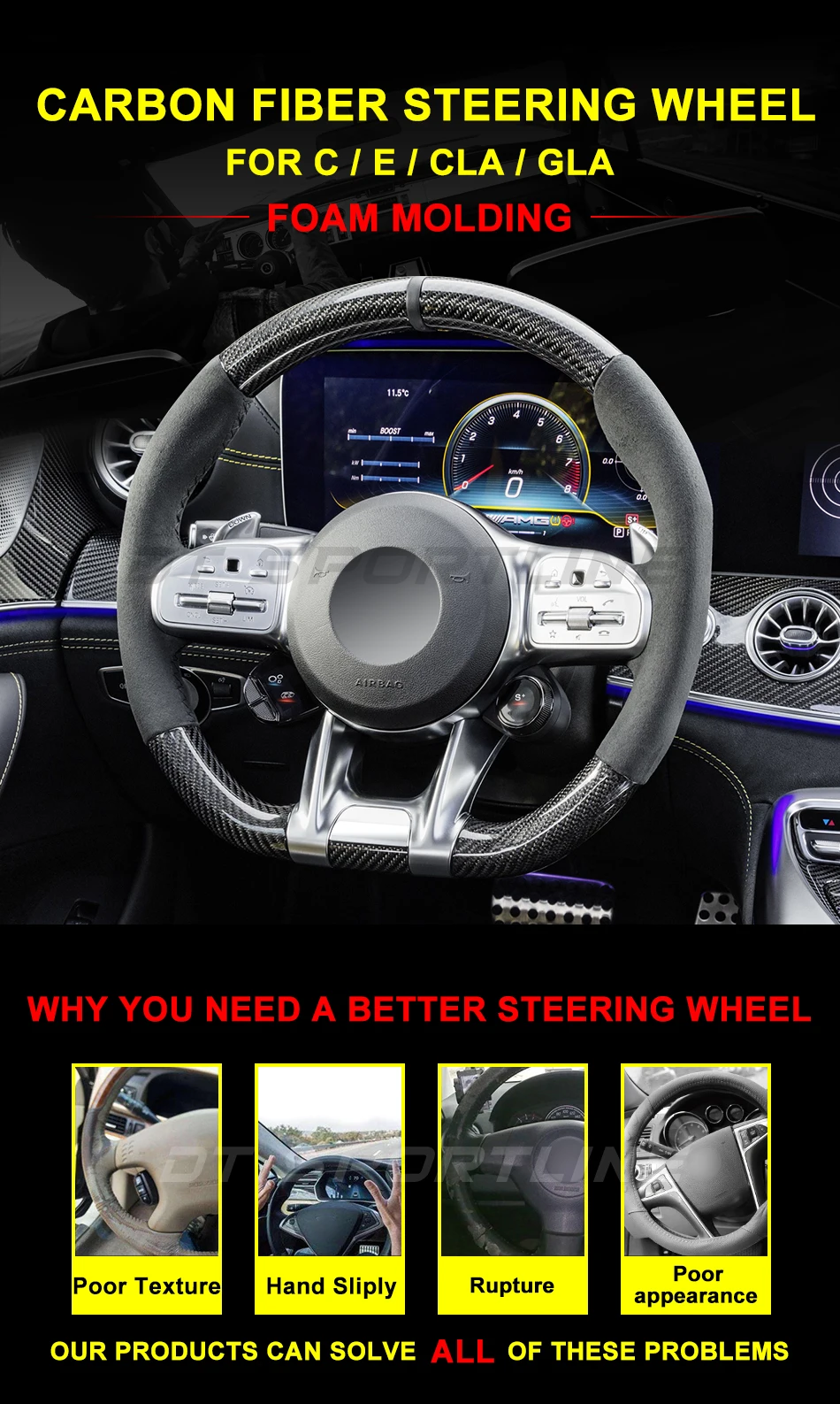 Подгонянное углеродное волокно подгонянное рулевое колесо подходит для mercedes-benz s-класса Для amg последняя Замена для стайлинга автомобилей