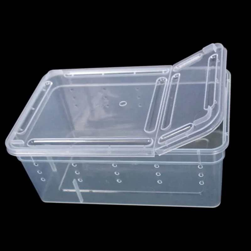 

Transparent Plastic Box Insect Reptile Transport Breeding Live Food Feeding Box E8BD