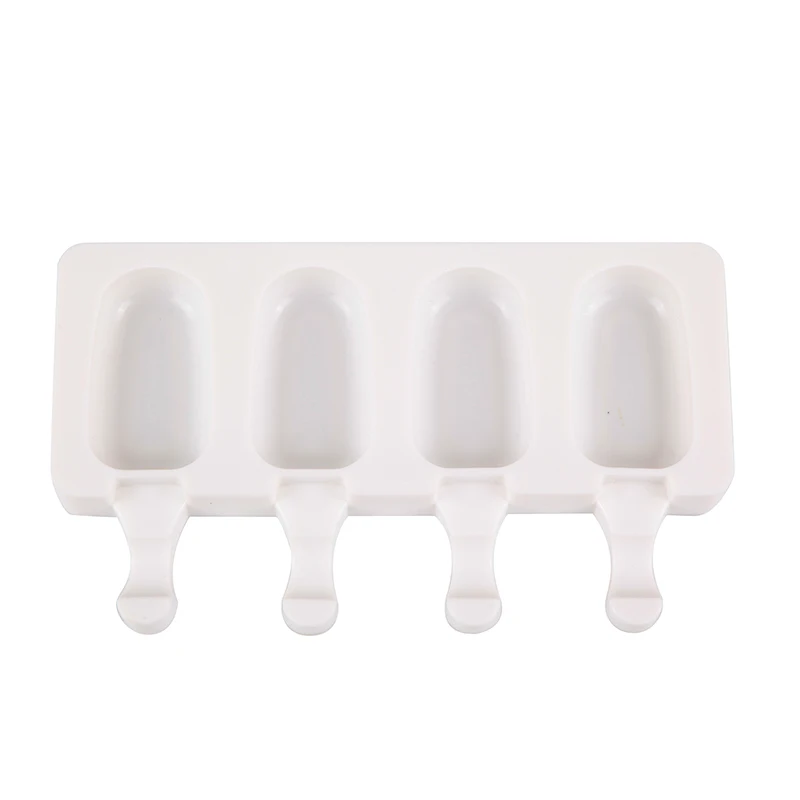 

4-cavity Silicone Ice Cream Mold Small Sllipse Shape DIY Homemade Popsicle Moulds Dessert Ice Pop Lolly Maker Reusable Tools D90
