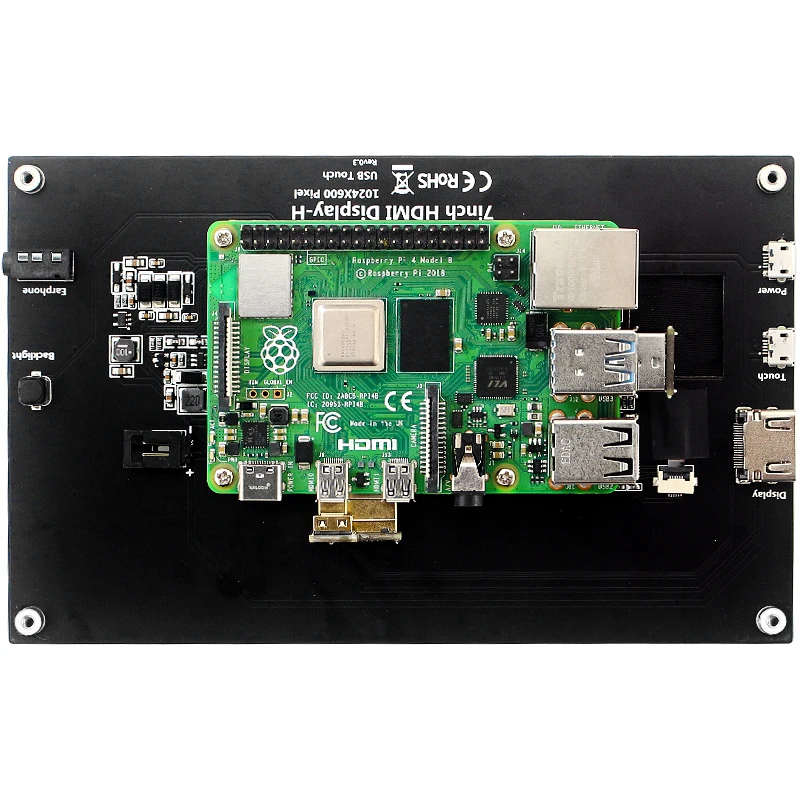 Емкостный ЖК-дисплей 7 дюймов IPS 1024x600 HD с держателем для Raspberry Pi 4 Модель B/3B +/3B Jetson