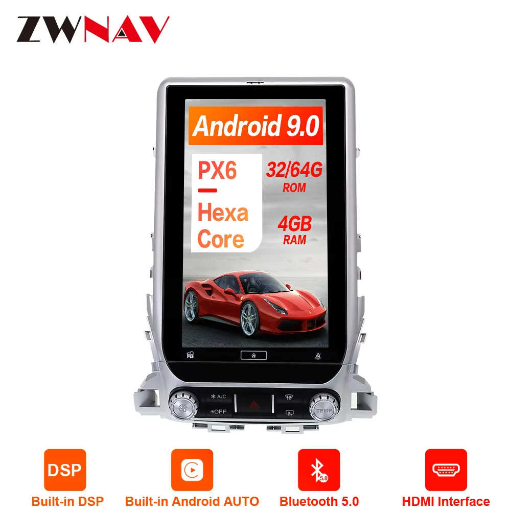 Android 9,0 PX6 Tesla стиль автомобиля gps навигация для TOYOTA LAND CRUISER LC200+ стерео Мультимедиа плеер радио магнитофон