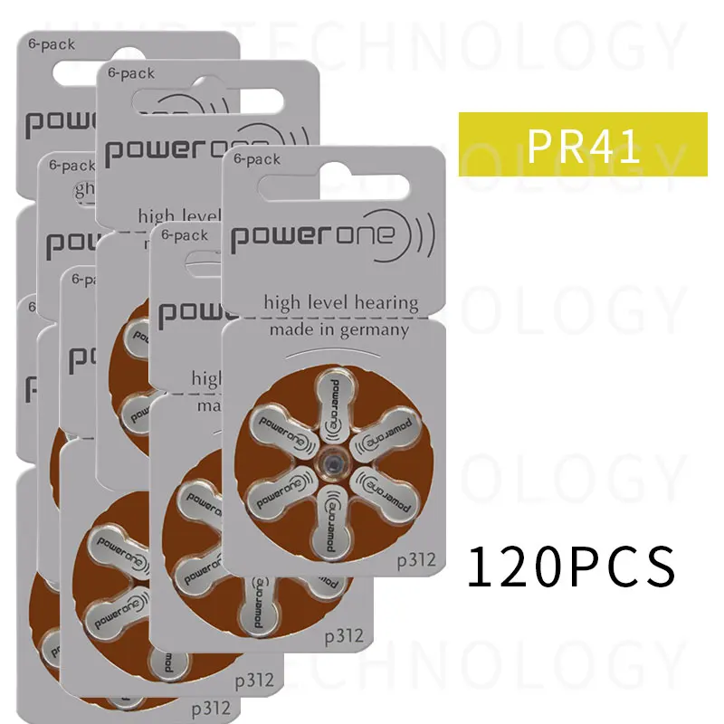 Оригинальные цинковые воздушные аккумуляторы размер 312 P312 PR41 для слухового