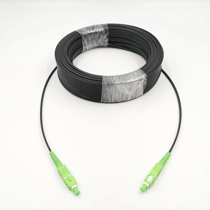 10M-50M SC/APC-SC/APC Outdoor Drop Cable SC APC Singlemode SM Simplex FTTH Drop Patch Cable Singlemode Fiber Optic Jumper Cable
