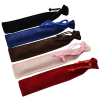 5 pieceslot velvet drawstring pen bag pouch small cloth pencil case for one pen storage black blue gray pink red color gift