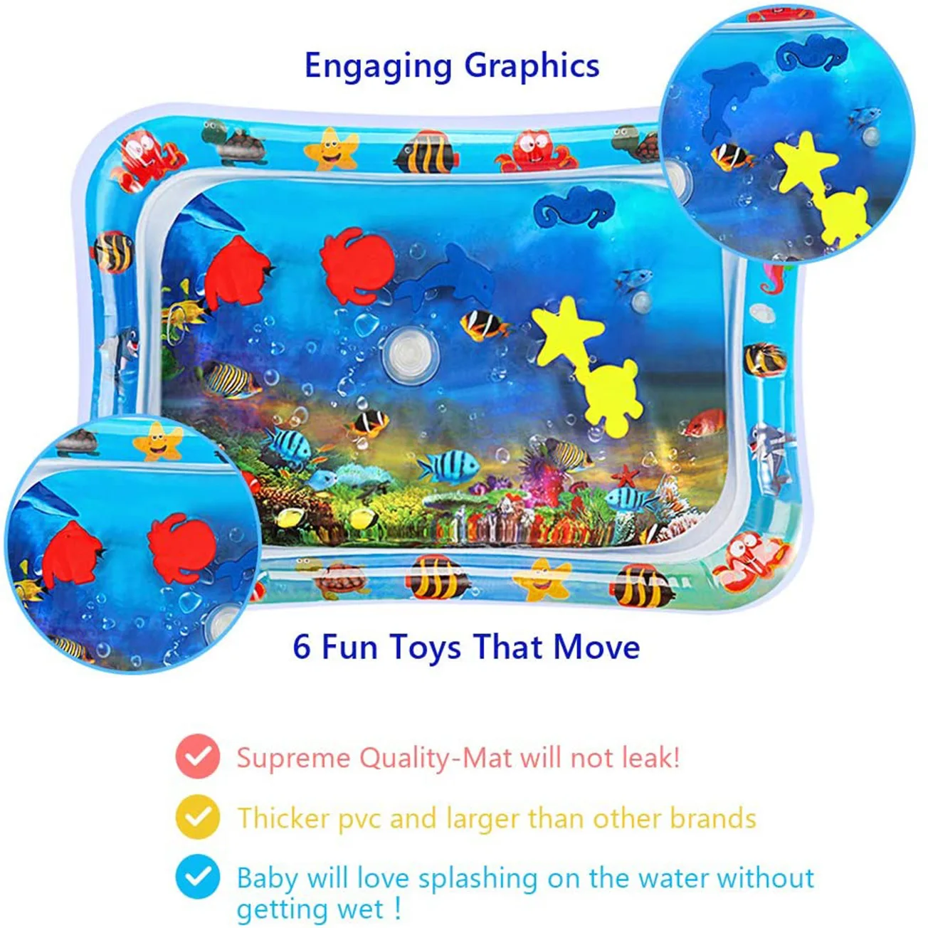 Baby Water Mat Infant Toddler Play Pad for Children Early Education Developing Inflatable Cushion Tummy Time Toy | Игрушки и хобби