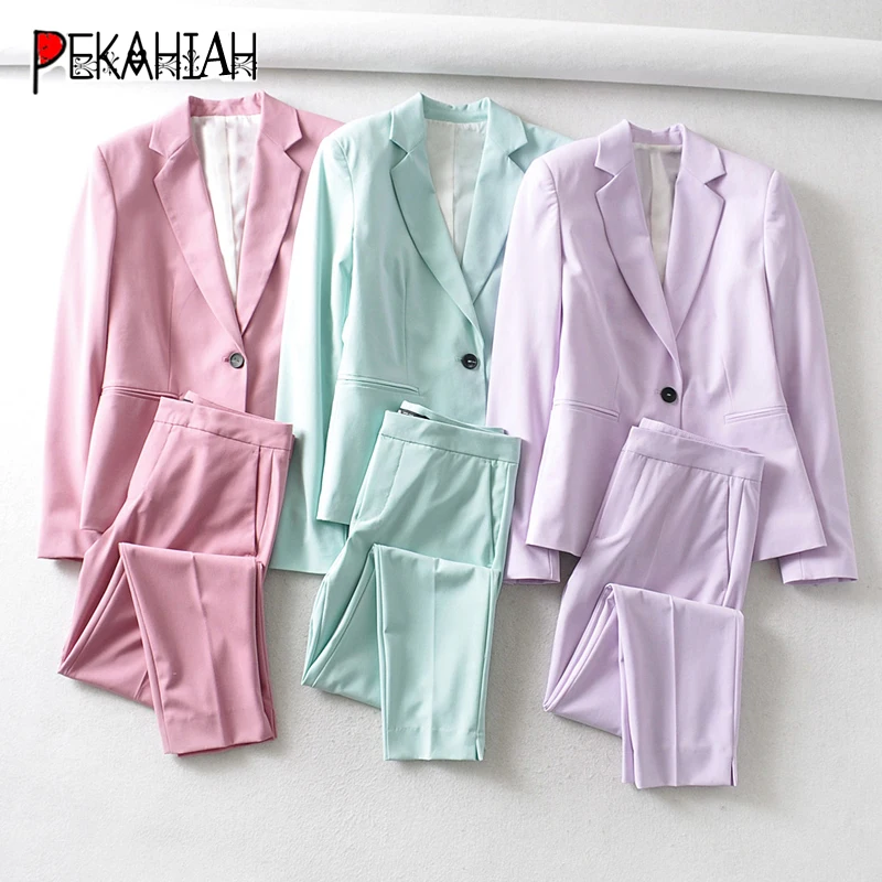 Женский офисный блейзер с длинным рукавом и отворотным воротником однотонные